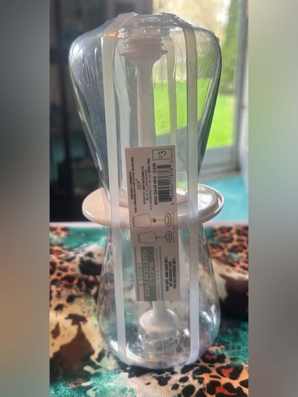Wine Drinking Cups, Clear Acrylic with White Base